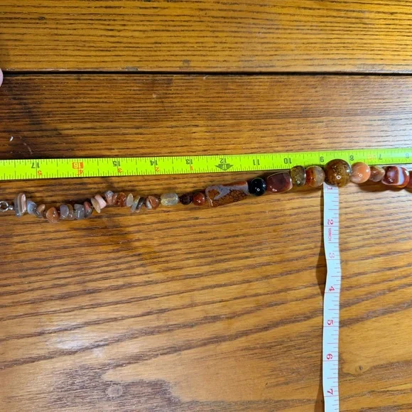 Snakeskin and Carnelian Agate Beaded Necklace - Picture 5 of 6